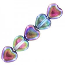 Czech Hearts beads 6mm Crystal magic blue 00030/95100